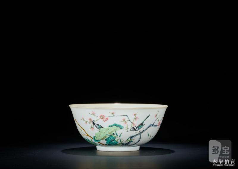 清道光 粉彩喜鹊登梅纹大碗 - 图4